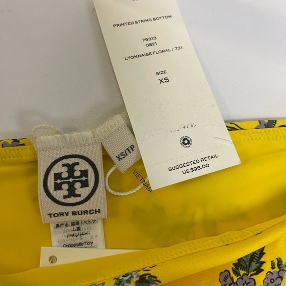 Tory Burch NWT  Lyonnaise Floral Bikini Swimsuit Bottom Side Tie Women's Size XS - Picture 5 of 10